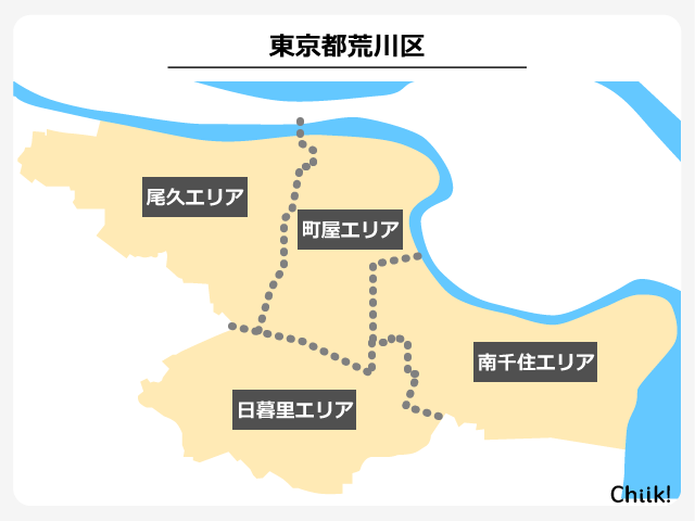 東京都荒川区のエリア分割